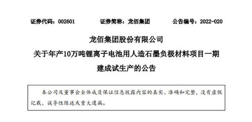 龙佰集团年产10万吨锂离子电池用人造石墨负极材料项目一期建成试生产