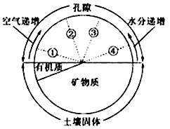 土壤空气和土壤水分贮存于土壤孔隙中.两者体积组成比例常因外界因素影响而此消彼长.下图中虚线①表示土壤中空气和水分所占比例约为4 和46 适宜多数作物生长的理想的土壤空气和水分比例变化应在