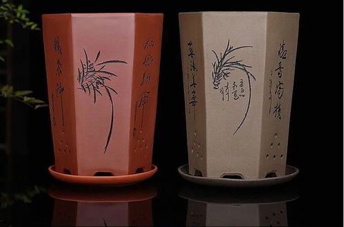 紫砂兰花盆宜兴精品高档纯手工室内六角六方兰草专用透气清仓包邮