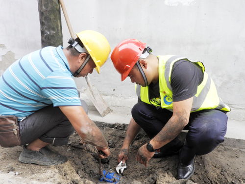 高温下抢修水管 他们用 土 法防蚊